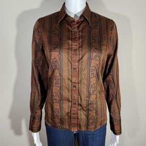 (EUC) LAUREN RALPH LAUREN Petite Paisley Long Sleeve Button Down Shirt